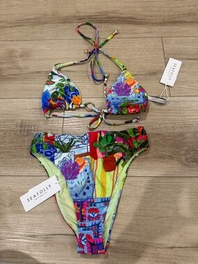 Seafolly Girls' Bright Floral Multi-Color Bikini Set